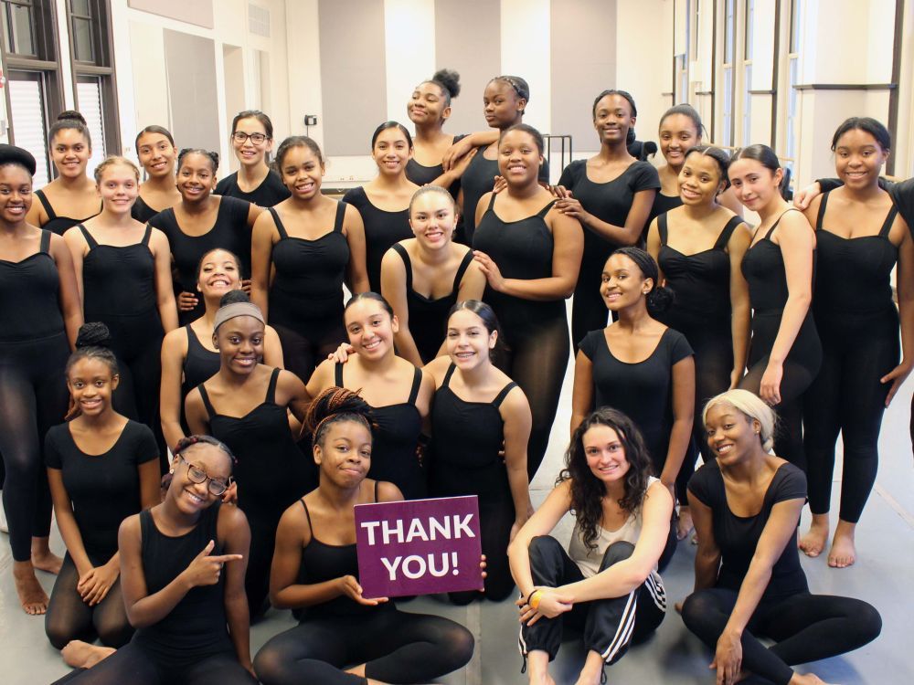 Company members, Rikki, Rika, Glory, and Kallum, of Bangarra Dance Theatre led a masterclass with students from Chicago High School for the Arts (ChiArts).