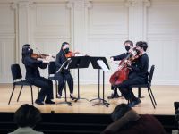 Spektral Quartet guided a string quartet of Music Institute of Chicago students in an hour-long masterclass.
